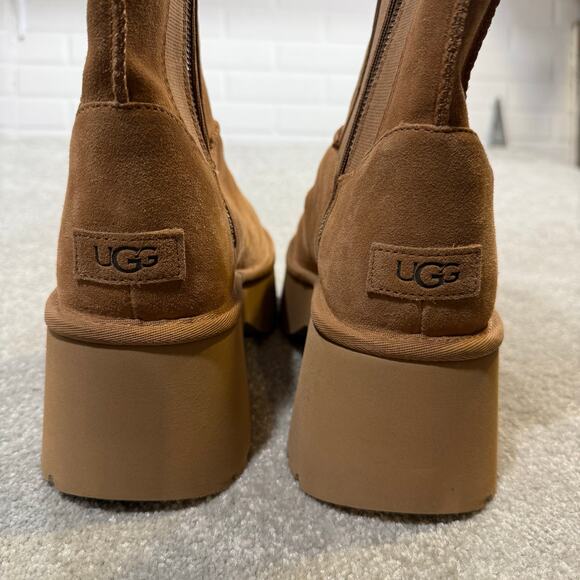 UGG NWOT Classic Twin Seam New Heights Boots Platform Suede Chestnut Womens 10 - Picture 7 of 15